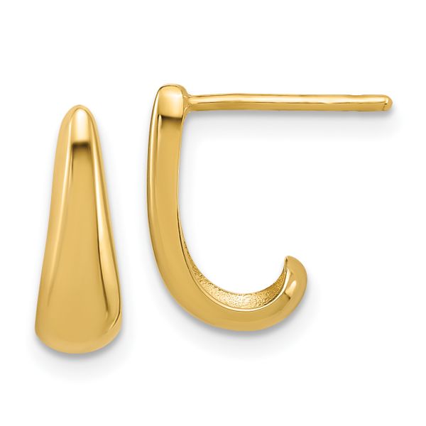 Leslie's 14K Polished J-Hoop Post Earrings