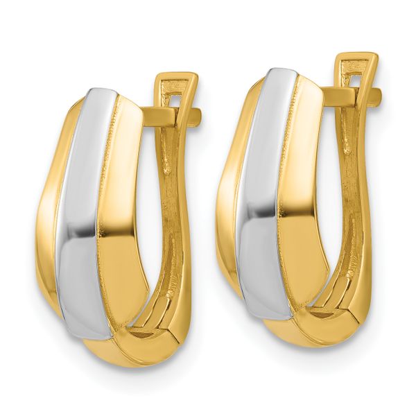 Leslie's 14K with Rhodium Polished Hinged Hoop Earrings - Image 2