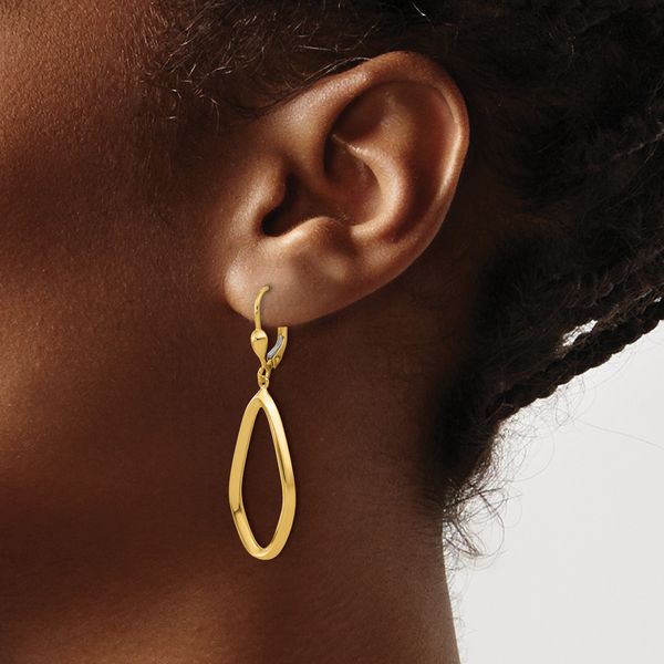 Leslie's 14K Polished Dangle Leverback Earrings - Image 3