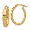 Leslie's 14K Polished and Grooved Oval Hoop Earrings