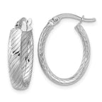 Leslie's 14K White Gold Polished and Grooved Oval Hoop Earrings