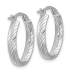 Leslie's 14K White Gold Polished and Grooved Oval Hoop Earrings - Image 4