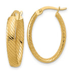 Leslie's 14K Polished and Grooved Oval Hoop Earrings