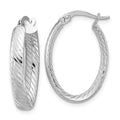 Leslie's 14K White Gold Polished and Grooved Oval Hoop Earrings