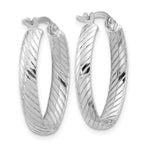 Leslie's 14K White Gold Polished and Grooved Oval Hoop Earrings - Image 4