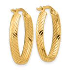 Leslie's 14K Polished and Grooved Oval Hoop Earrings - Image 4