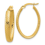Leslie's 14K Polished and Grooved Oval Hoop Earrings