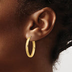 Leslie's 14K Polished and Grooved Oval Hoop Earrings - Image 3