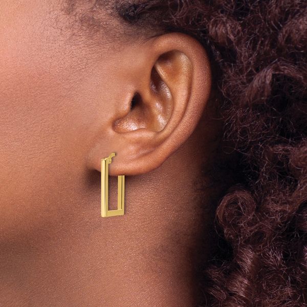 Leslie's 14K Polished Rectangle Hoop Earrings - Image 3