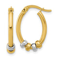 Leslie's 14K Two-tone Polished with Beads Oval Hoop Earrings