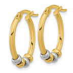 Leslie's 14K Two-tone Polished with Beads Oval Hoop Earrings - Image 2