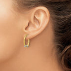 Leslie's 14K Two-tone Polished with Beads Oval Hoop Earrings - Image 3