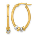 Leslie's 14K Two-tone Polished with Beads Oval Hoop Earrings