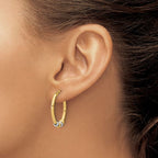 Leslie's 14K Two-tone Polished with Beads Oval Hoop Earrings - Image 3