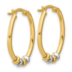 Leslie's 14K Two-tone Polished with Beads Oval Hoop Earrings - Image 4