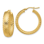 Leslie's 14K Polished Weave Design Round Hoop Earrings