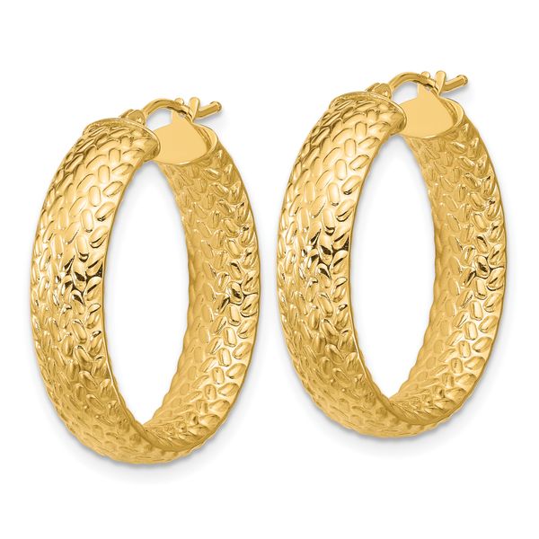 Leslie's 14K Polished Weave Design Round Hoop Earrings - Image 2