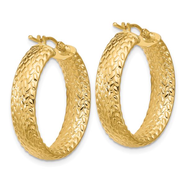 Leslie's 14K Polished Weave Design Round Hoop Earrings - Image 4
