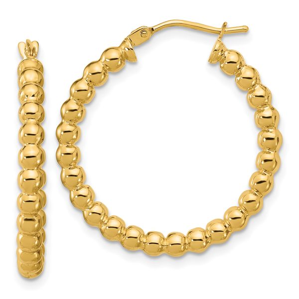 Leslie's 14K Polished Beaded Round Hoop Earrings