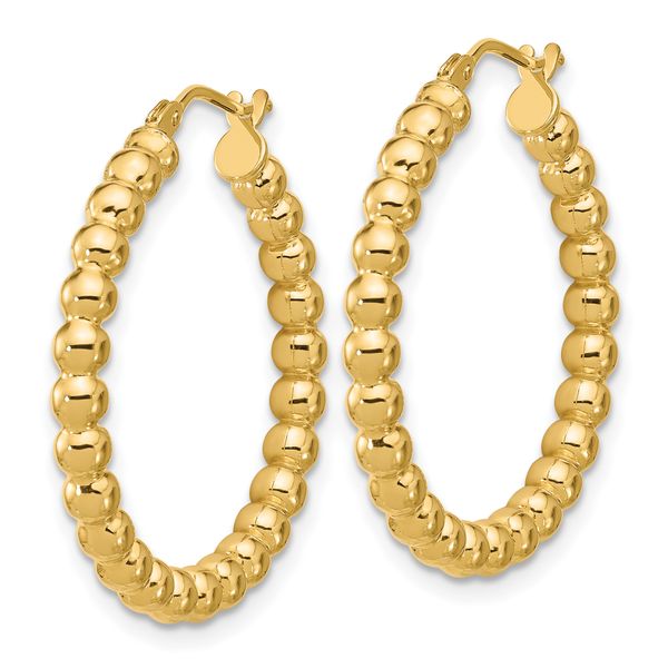 Leslie's 14K Polished Beaded Round Hoop Earrings - Image 2