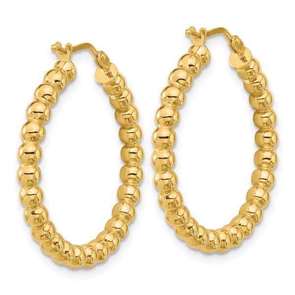 Leslie's 14K Polished Beaded Round Hoop Earrings - Image 4