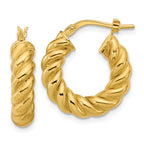 Leslie's 14K Polished and Twisted Round Hoop Earrings