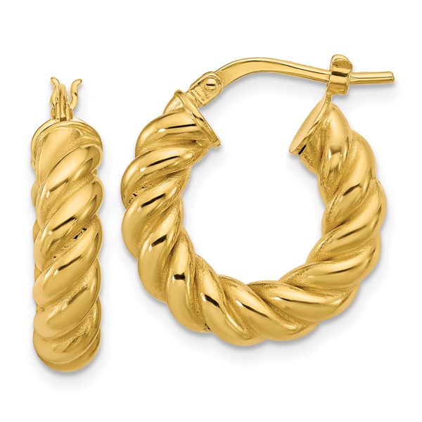 Leslie's 14K Polished and Twisted Round Hoop Earrings