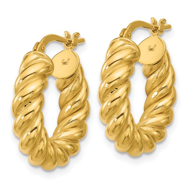 Leslie's 14K Polished and Twisted Round Hoop Earrings - Image 2