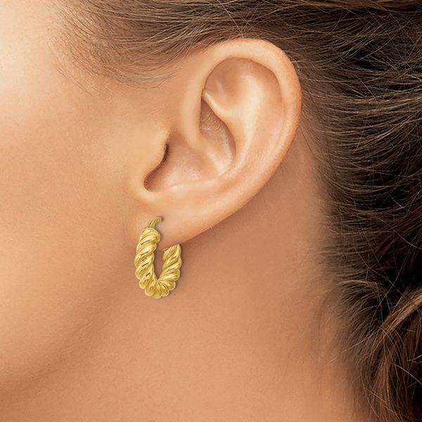 Leslie's 14K Polished and Twisted Round Hoop Earrings - Image 3