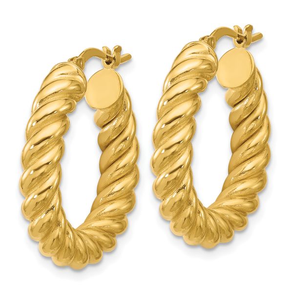 Leslie's 14K Polished and Twisted Round Hoop Earrings - Image 2