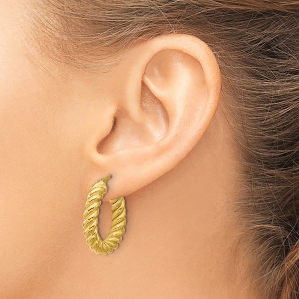 Leslie's 14K Polished and Twisted Round Hoop Earrings - Image 3