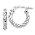 Leslie's 14K w/White RH-plat Polished/Twisted Round Hoop Earrings