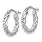 Leslie's 14K w/White RH-plat Polished/Twisted Round Hoop Earrings - Image 2
