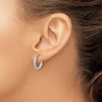 Leslie's 14K w/White RH-plat Polished/Twisted Round Hoop Earrings - Image 3