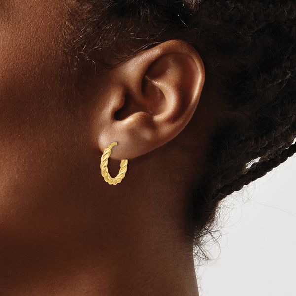 Leslie's 14K Polished and Twisted Round Hoop Earrings - Image 3