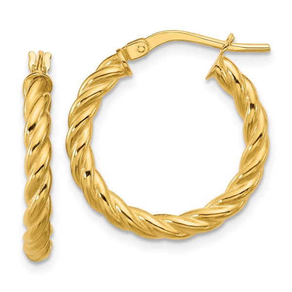 Leslie's 14K Polished and Twisted Round Hoop Earrings