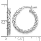 Leslie's 14K w/White RH-plat Polished/Twisted Round Hoop Earrings - Image 5
