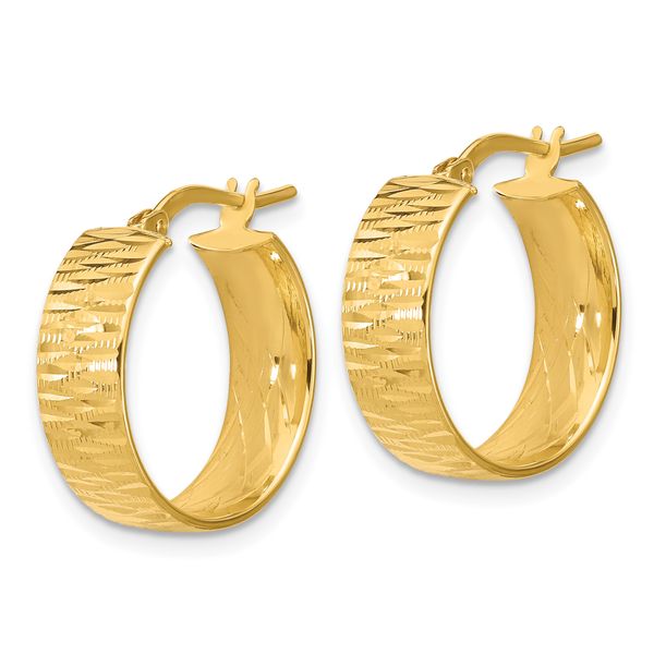 Leslie's 14K Polished and Diamond-cut Round Hoop Earrings - Image 2
