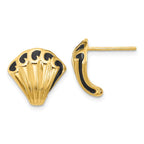 Leslie's 14K w/Black Enamel Polished Fancy Post Earrings