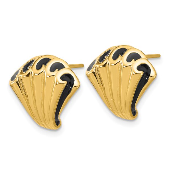 Leslie's 14K w/Black Enamel Polished Fancy Post Earrings - Image 2