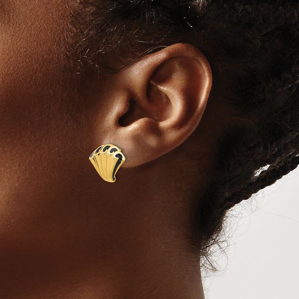 Leslie's 14K w/Black Enamel Polished Fancy Post Earrings - Image 3