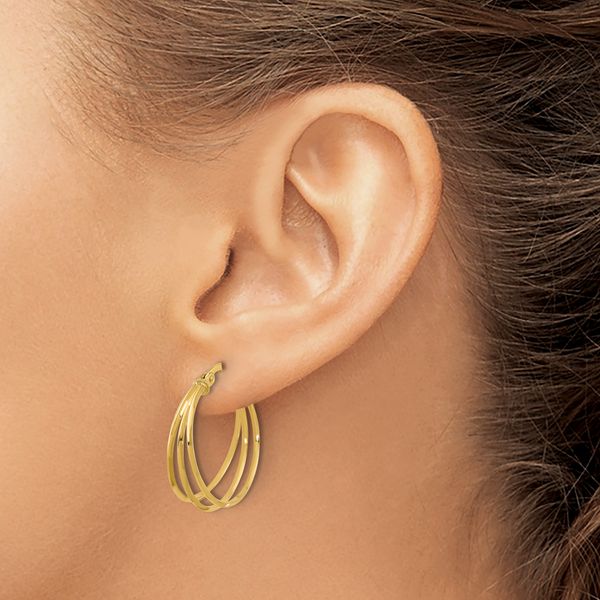 Leslie's 14K Polished 3-row Round Hoop Earrings - Image 3