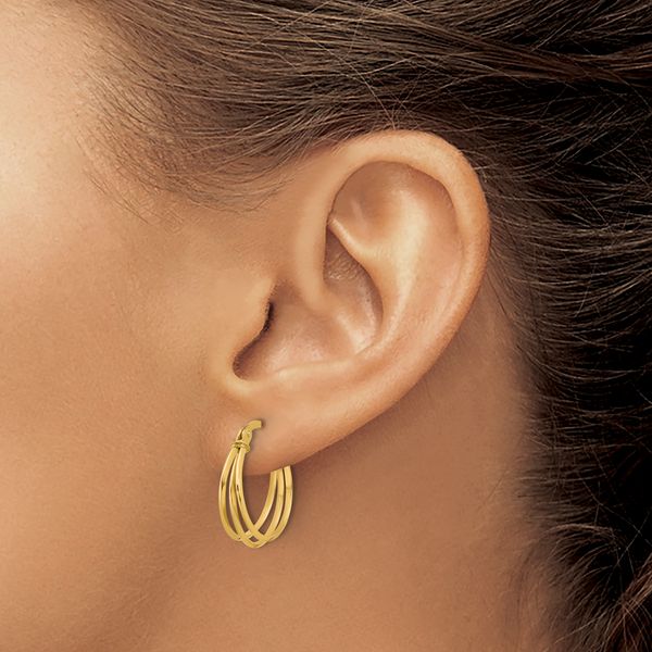 Leslie's 14K Polished 3-row Round Hoop Earrings - Image 3