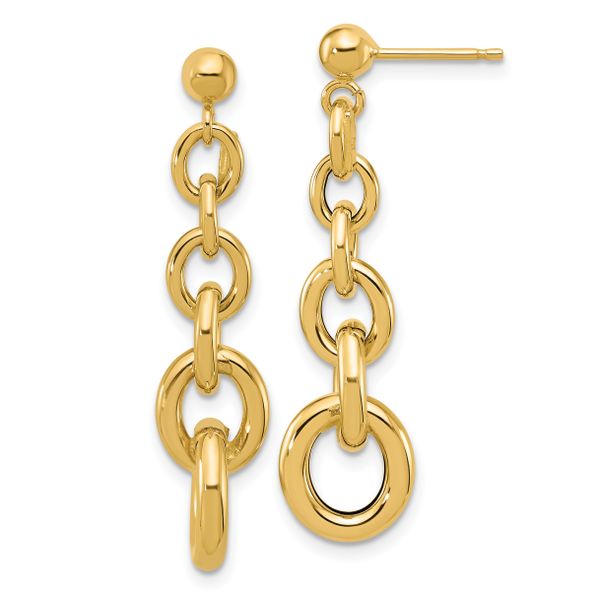 Leslie's 14K Polished Fancy Circle Link Dangle Post Earrings