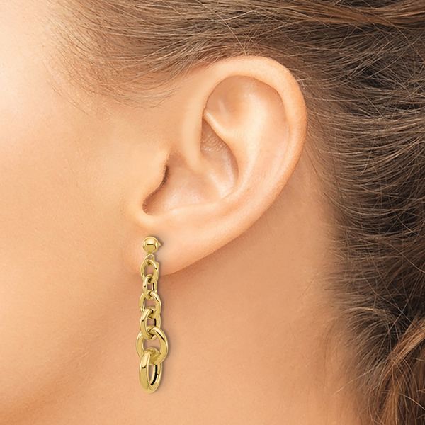 Leslie's 14K Polished Fancy Circle Link Dangle Post Earrings - Image 3