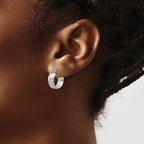 Leslie's 14K White Gold Polished and Satin Round Hoop Earrings - Image 3