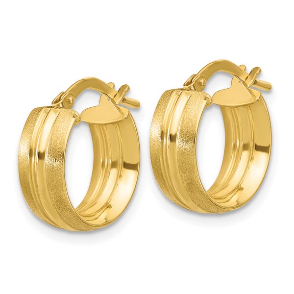 Leslie's 14K Polished and Satin Round Hoop Earrings - Image 2