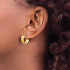 Leslie's 14K Polished and Satin Round Hoop Earrings - Image 3