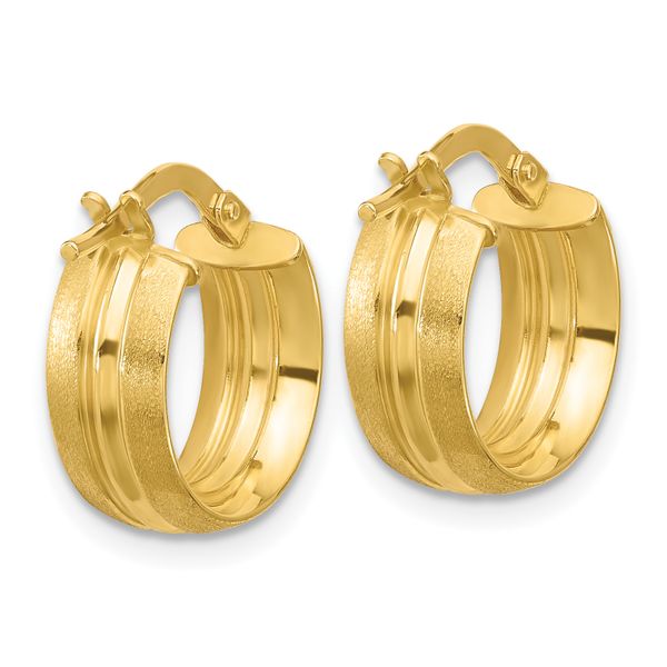 Leslie's 14K Polished and Satin Round Hoop Earrings - Image 4