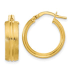 Leslie's 14K Polished and Satin Round Hoop Earrings